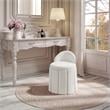 Adleigh Vanity Stool Cream White Linen 17.9L x 18.5W x 23.6H Slipcover Skirted