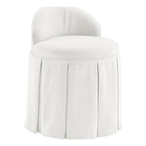 Adleigh Vanity Stool Cream White Linen 17.9L x 18.5W x 23.6H Slipcover Skirted