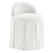 Adleigh Vanity Stool Cream White Linen 17.9L x 18.5W x 23.6H Slipcover Skirted