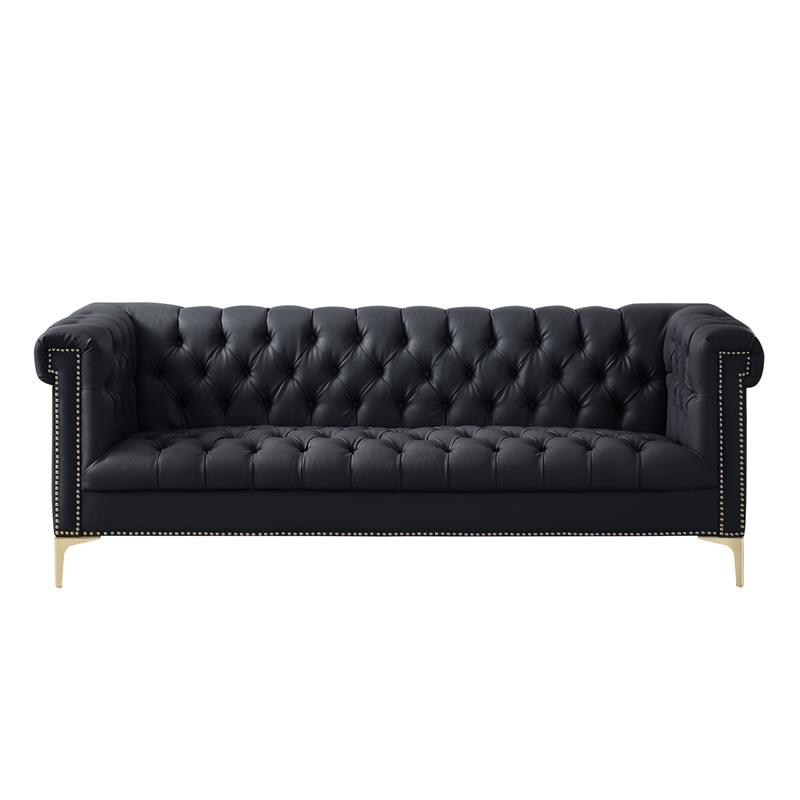 Posh Living Ryder Leather PU Sofa Black/Gold