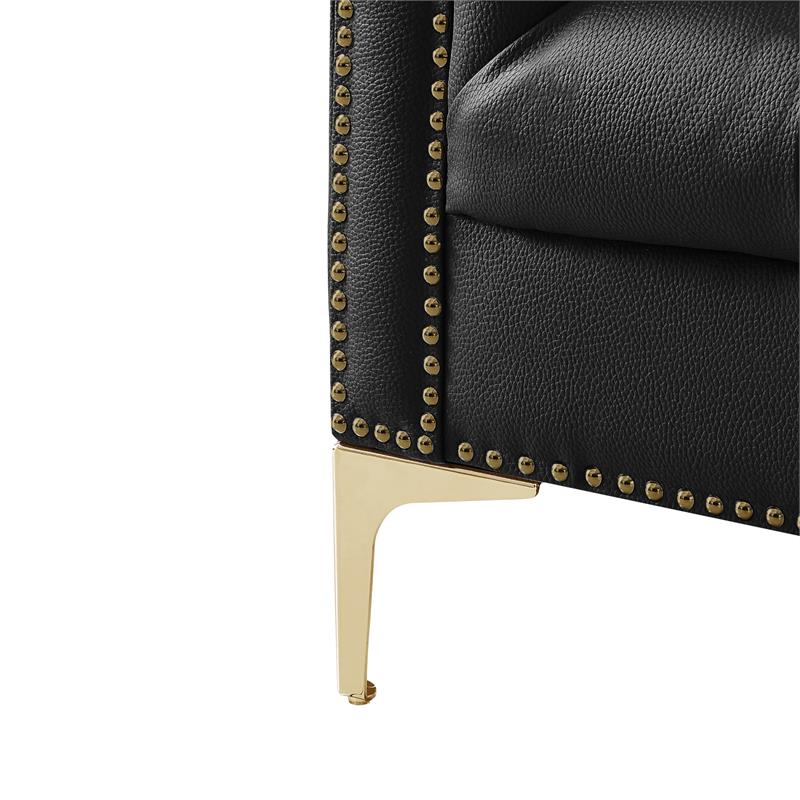 Posh Living Ryder Leather PU Sofa Black/Gold
