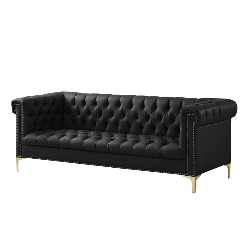 Posh Living Ryder Leather PU Sofa Black/Gold
