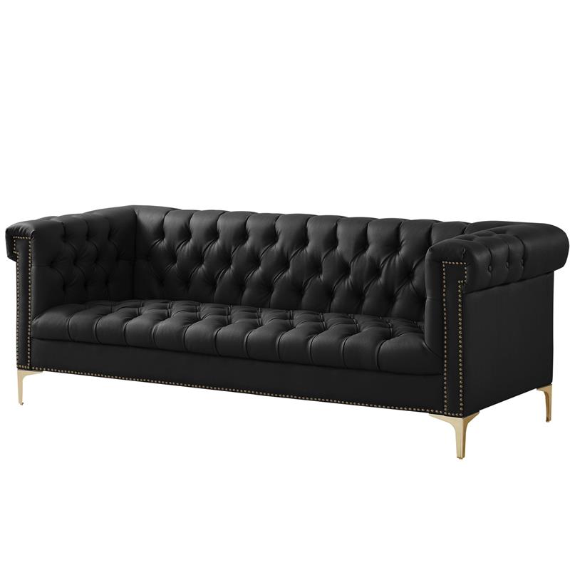 Posh Living Ryder Leather PU Sofa Black/Gold