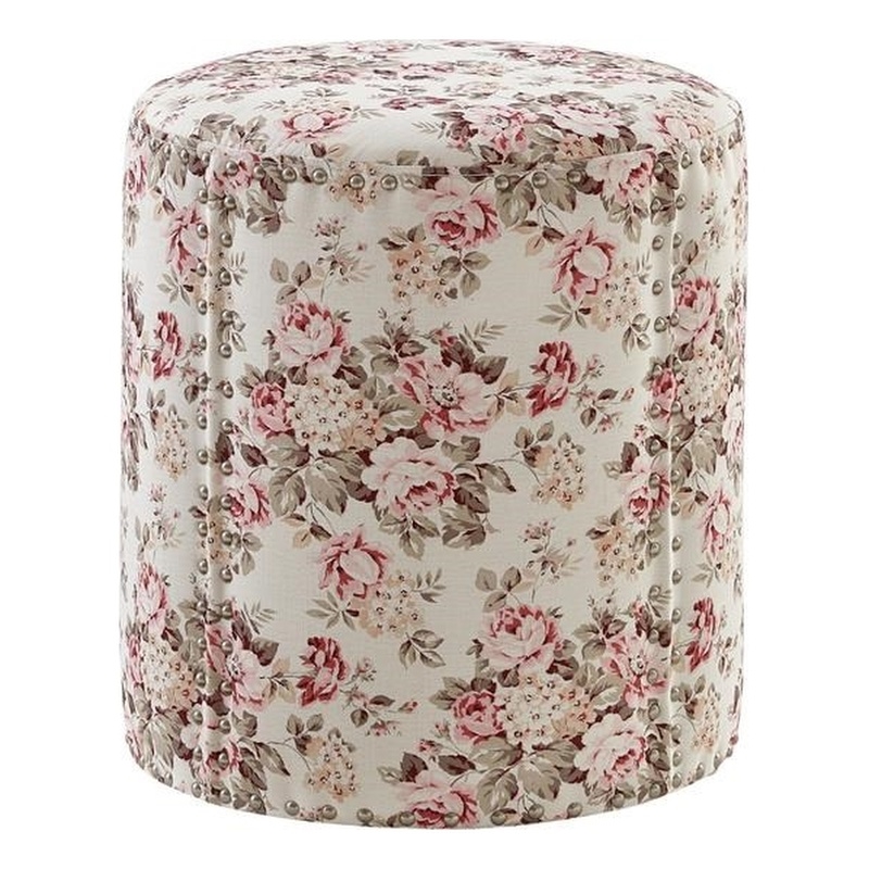 Grayden Ottoman Cluster Red Linen 17.7L x 17.7W x 20H Printed Pattern