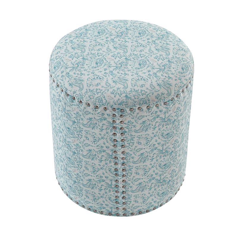 Grayden Ottoman Indes Blue Ground Linen 17.7L x 17.7W x 20H Printed Pattern
