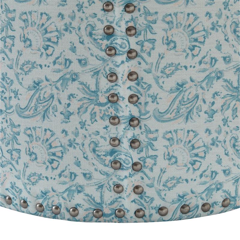 Grayden Ottoman Indes Blue Ground Linen 17.7L x 17.7W x 20H Printed Pattern