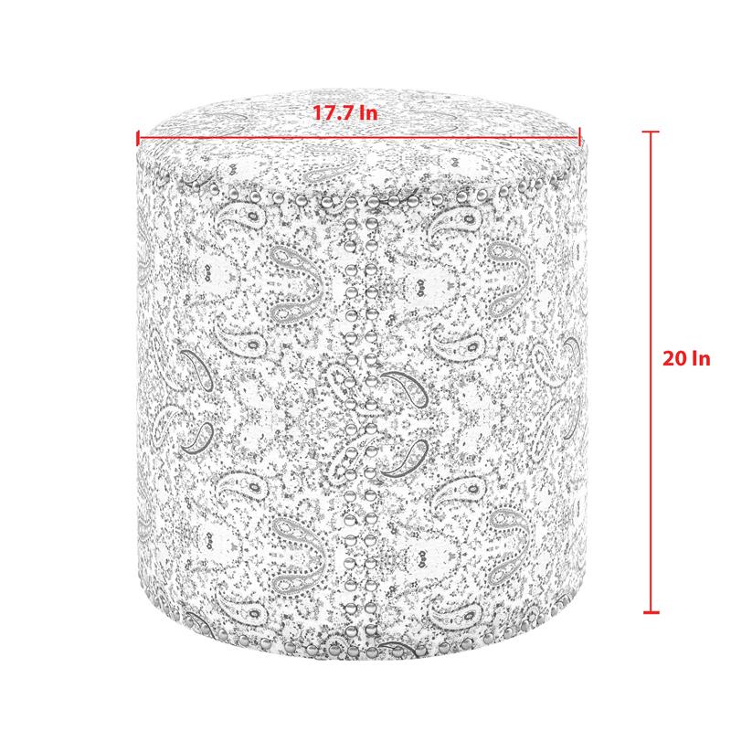 Grayden Ottoman Indes Blue Ground Linen 17.7L x 17.7W x 20H Printed Pattern