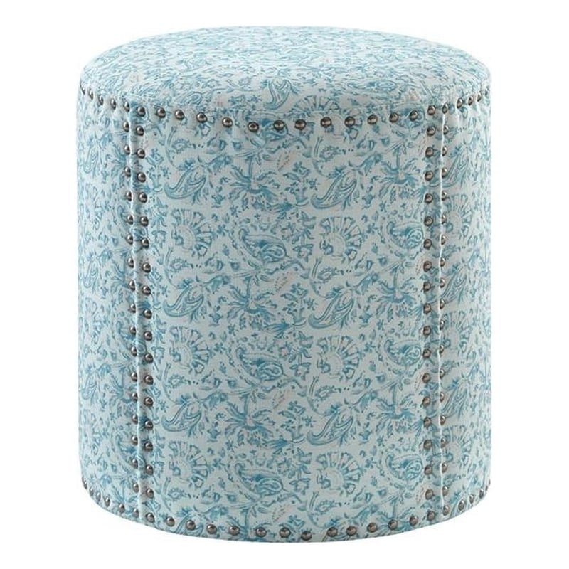 Grayden Ottoman Indes Blue Ground Linen 17.7L x 17.7W x 20H Printed Pattern