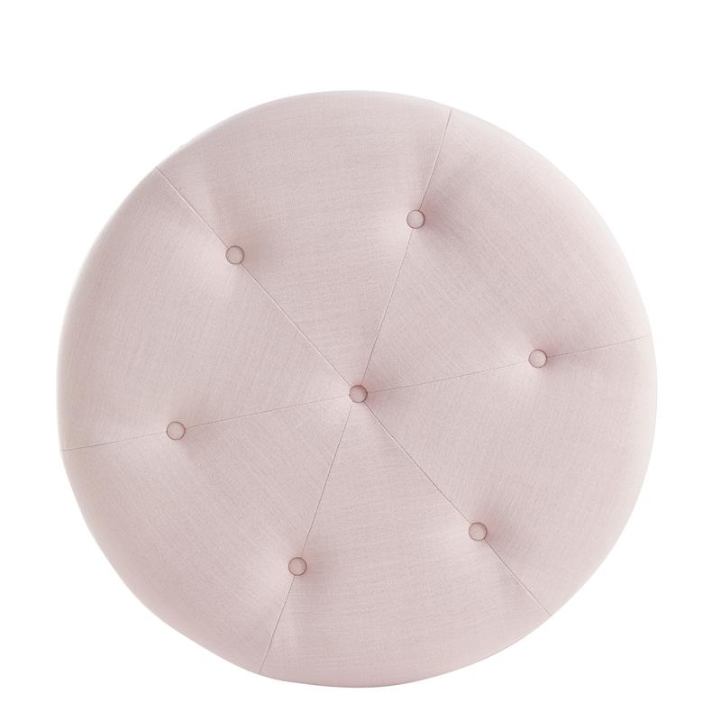 Irvin Ottoman Light Pink Linen 32L x 32W x 16H Button Tufted Skirted