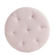 Irvin Ottoman Light Pink Linen 32L x 32W x 16H Button Tufted Skirted