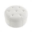 Irvin Ottoman Pure White Linen 32L x 32W x 16H Button Tufted Skirted