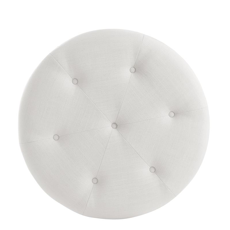 Irvin Ottoman Pure White Linen 32L x 32W x 16H Button Tufted Skirted