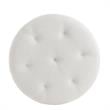 Irvin Ottoman Pure White Linen 32L x 32W x 16H Button Tufted Skirted