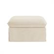 Clifton Ottoman Beige Linen 30.3L x 26.7W x 17.7H Upholstered Skirted