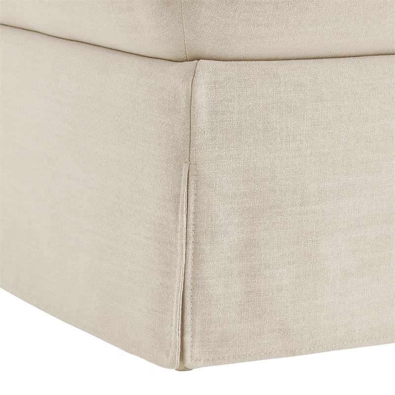 Clifton Ottoman Beige Linen 30.3L x 26.7W x 17.7H Upholstered Skirted