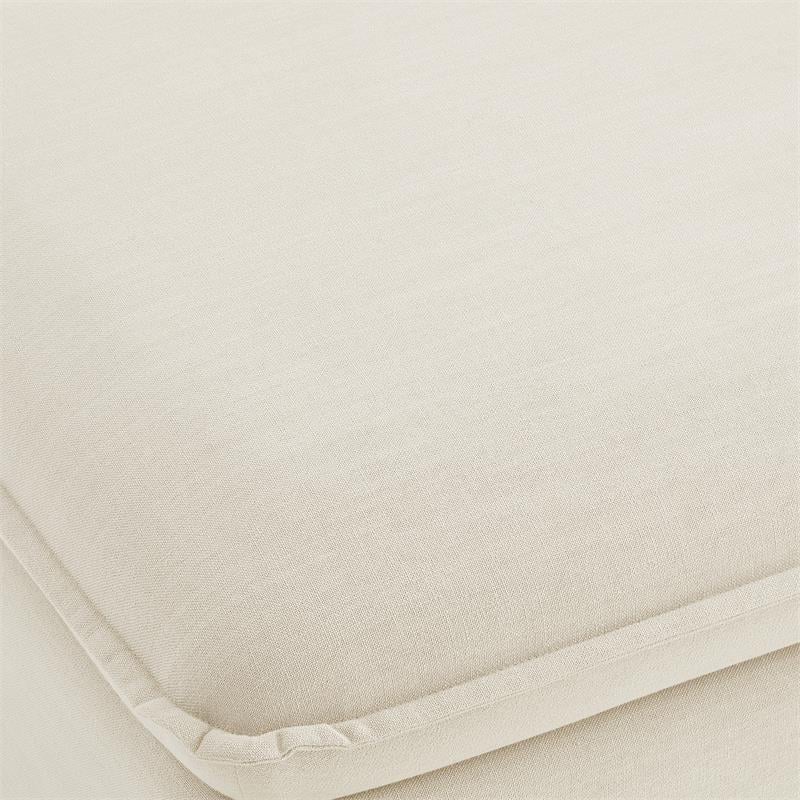 Clifton Ottoman Beige Linen 30.3L x 26.7W x 17.7H Upholstered Skirted