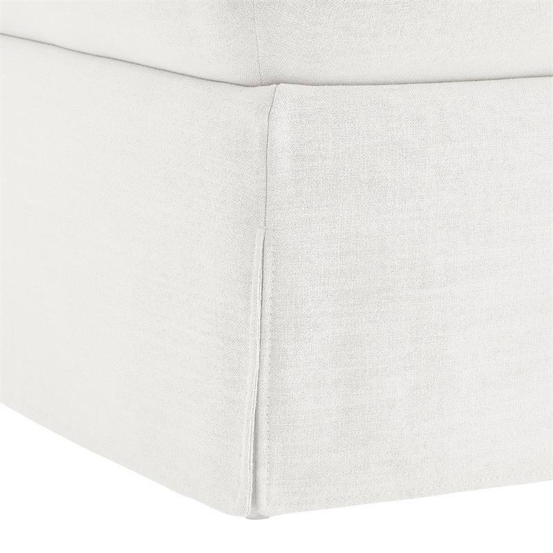 Clifton Ottoman Pure White Linen 30.3L x 26.7W x 17.7H Upholstered Skirted