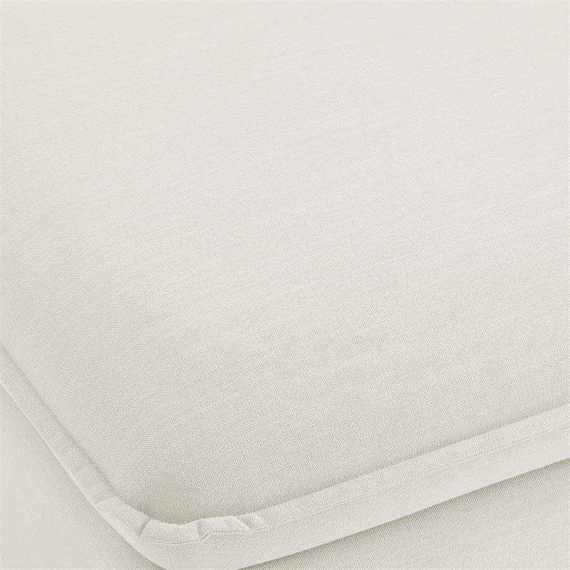 Clifton Ottoman Pure White Linen 30.3L x 26.7W x 17.7H Upholstered Skirted