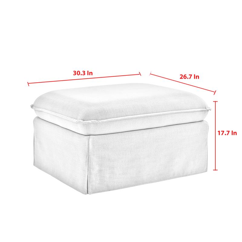 Clifton Ottoman Pure White Linen 30.3L x 26.7W x 17.7H Upholstered Skirted