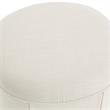 Denis Ottoman Beige Linen 26L x 23.2W x 16.5H Upholstered Slipcover Skirted