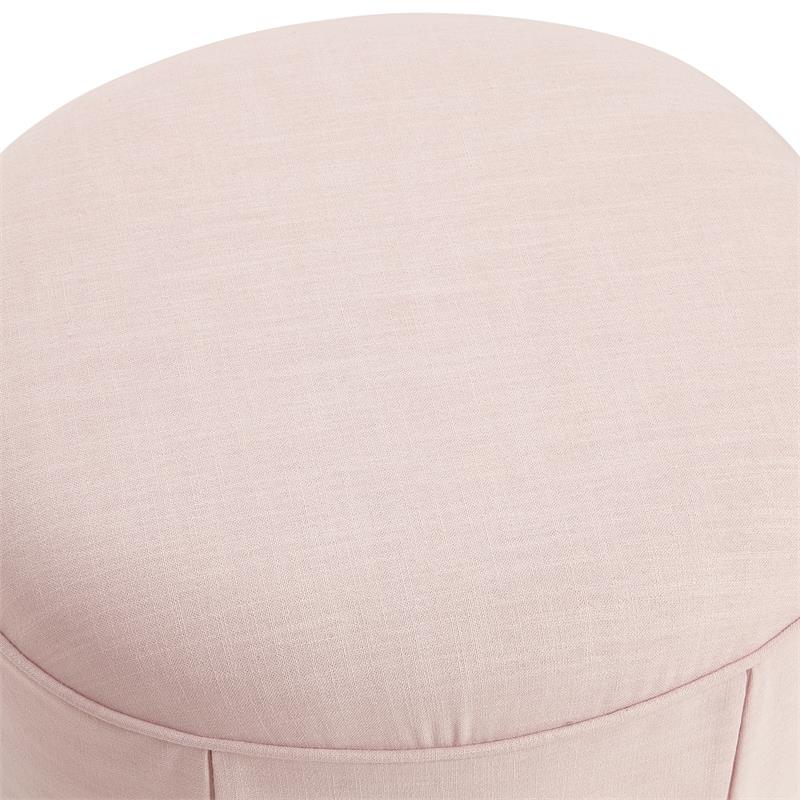 Denis Ottoman Light Pink Linen 26L x 23.2W x 16.5H Upholstered SlipcoverSkirted