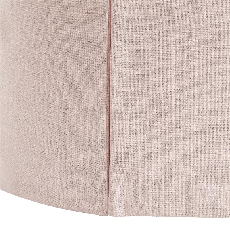 Denis Ottoman Light Pink Linen 26L x 23.2W x 16.5H Upholstered SlipcoverSkirted
