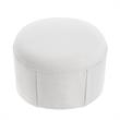 Denis Ottoman Pure White Linen 26L x 23.2W x 16.5H Upholstered SlipcoverSkirted