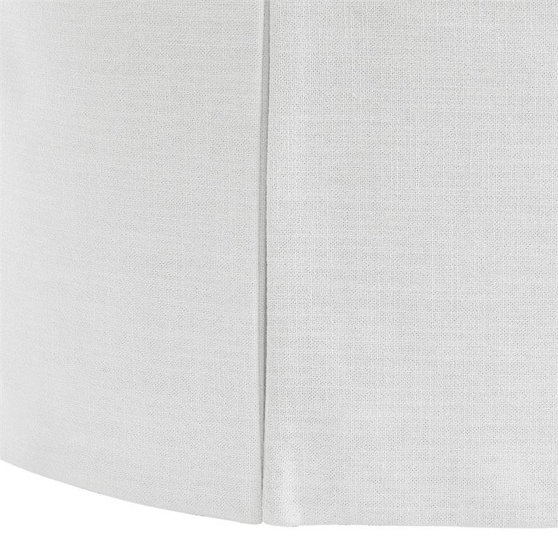 Denis Ottoman Pure White Linen 26L x 23.2W x 16.5H Upholstered SlipcoverSkirted