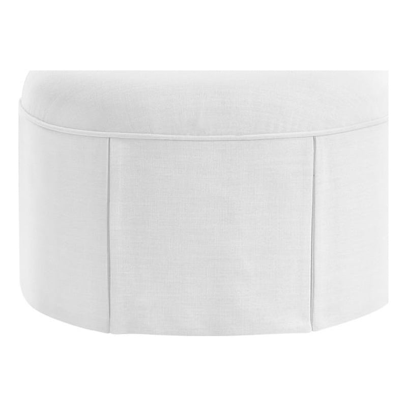 Denis Ottoman Pure White Linen 26L x 23.2W x 16.5H Upholstered SlipcoverSkirted
