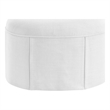 Denis Ottoman Pure White Linen 26L x 23.2W x 16.5H Upholstered SlipcoverSkirted