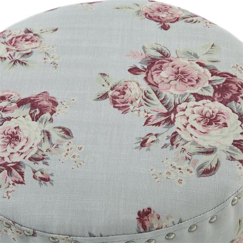 Grayden Ottoman Manor Floral Linen 17.7L x 17.7W x 20H Printed Pattern