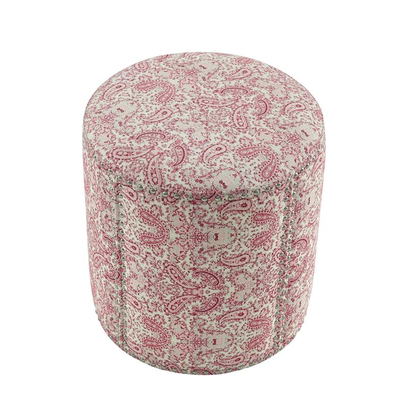 Grayden Ottoman Paisley Red Linen 17.7L x 17.7W x 20H Printed Pattern