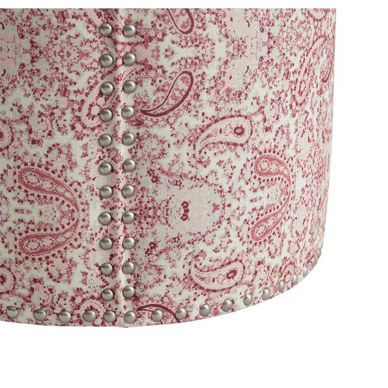 Grayden Ottoman Paisley Red Linen 17.7L x 17.7W x 20H Printed Pattern