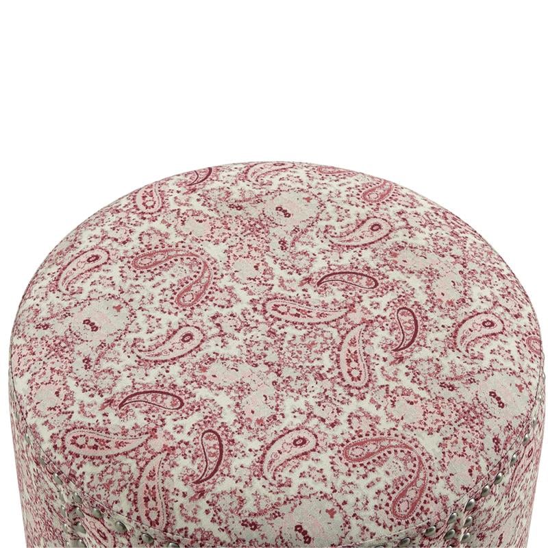 Grayden Ottoman Paisley Red Linen 17.7L x 17.7W x 20H Printed Pattern
