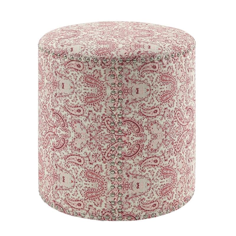 Grayden Ottoman Paisley Red Linen 17.7L x 17.7W x 20H Printed Pattern