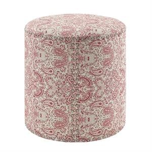 Grayden Ottoman Paisley Red Linen 17.7L x 17.7W x 20H Printed Pattern