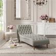 Vaida Chair Grey Linen 67L x 30.5W x 36H Button Tufted Front Wheel Casters