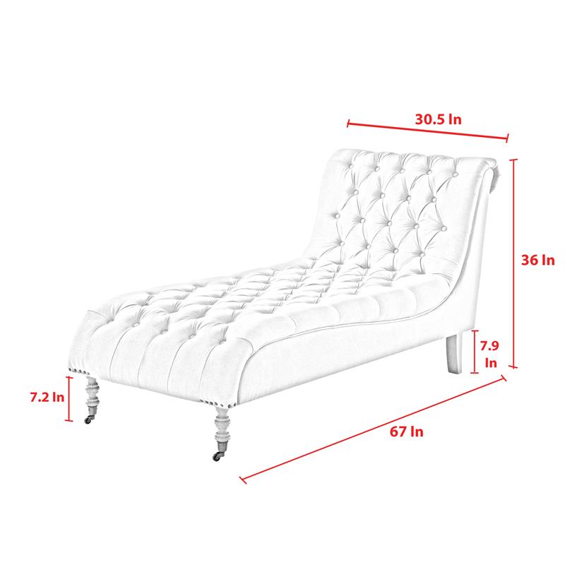 Vaida Chair Grey Linen 67L x 30.5W x 36H Button Tufted Front Wheel Casters