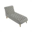 Vaida Chair Grey Linen 67L x 30.5W x 36H Button Tufted Front Wheel Casters