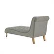 Vaida Chair Grey Linen 67L x 30.5W x 36H Button Tufted Front Wheel Casters