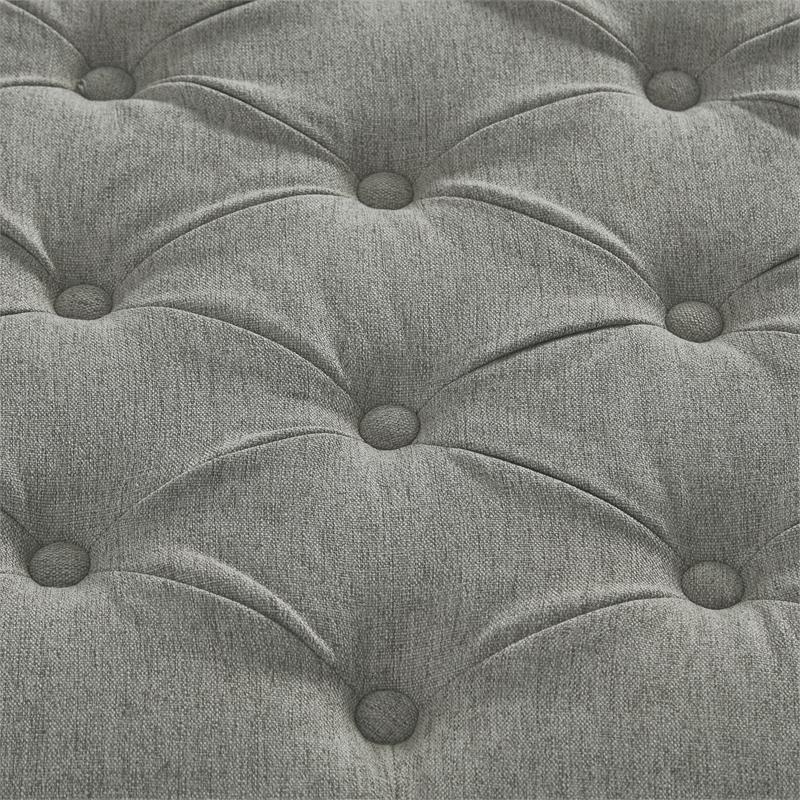 Vaida Chair Grey Linen 67L x 30.5W x 36H Button Tufted Front Wheel Casters