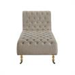 Vaida Chair Taupe Linen 67L x 30.5W x 36H Button Tufted Front Wheel Casters