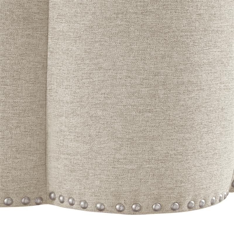Jamil Ottoman Light Beige Linen 24.5L x 24.5W x 18.5H Upholstered Nailhead Trim