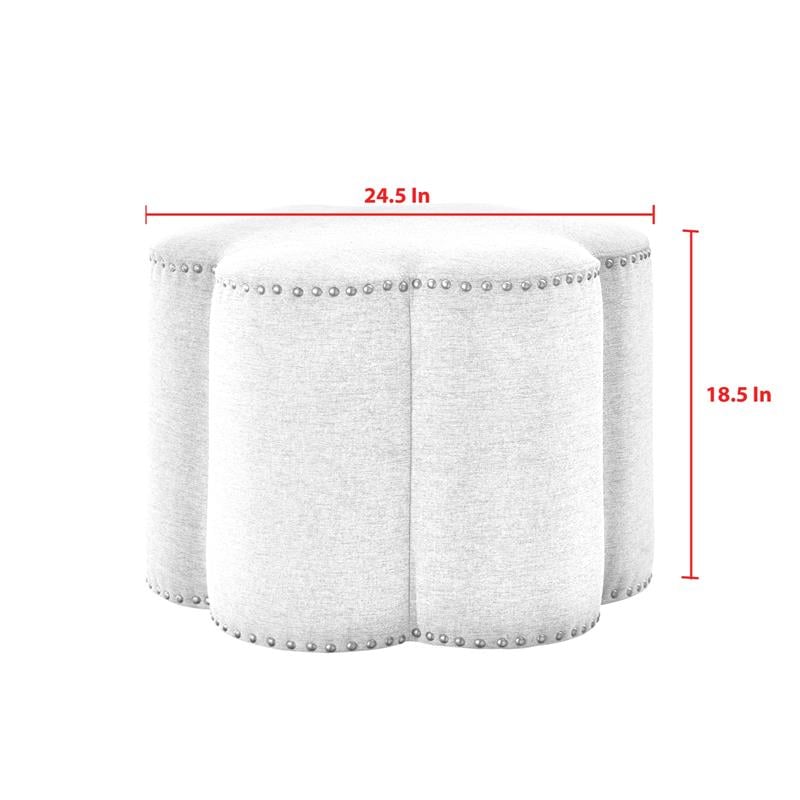 Jamil Ottoman Light Beige Linen 24.5L x 24.5W x 18.5H Upholstered Nailhead Trim