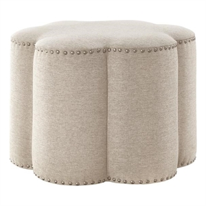 jamil ottoman linen fabric upholstered with nailhead trim