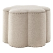 Jamil Ottoman Light Beige Linen 24.5L x 24.5W x 18.5H Upholstered Nailhead Trim