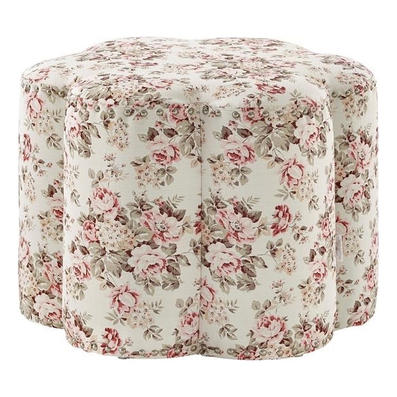 Jamil Ottoman Cluster Red Linen 24.5L x 24.5W x 18.5H Upholstered Nailhead Trim