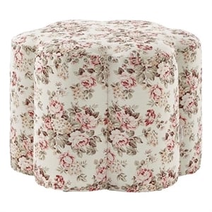 Jamil Ottoman Cluster Red Linen 24.5L x 24.5W x 18.5H Upholstered Nailhead Trim