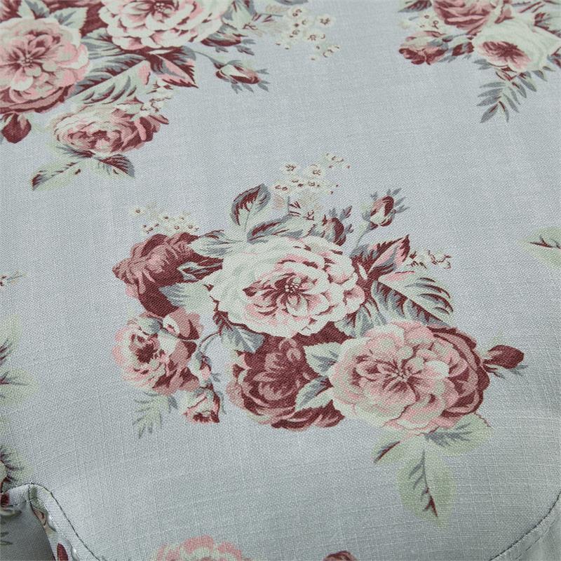 Jamil Ottoman Manor Floral Linen 24.5L x 24.5W x 18.5H Upholstered Nailhead Trim