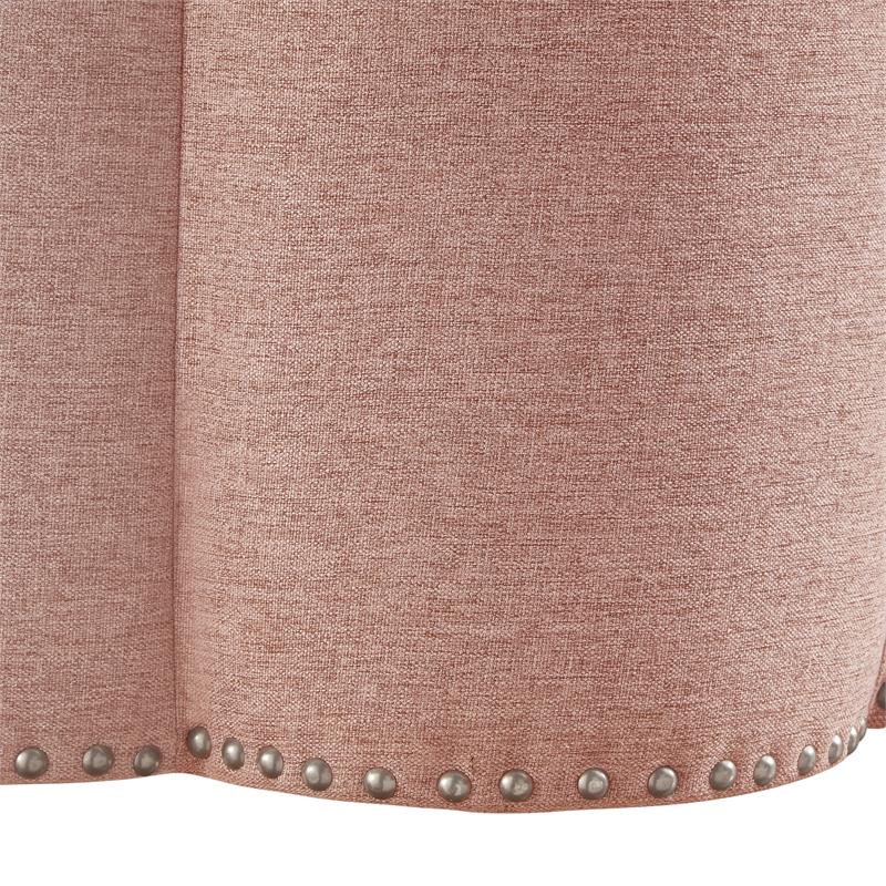 Jamil Ottoman Pink Linen 24.5L x 24.5W x 18.5H Upholstered Nailhead Trim